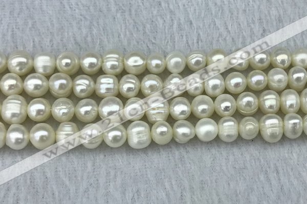 FWP56 15 inches 6mm - 7mm potato white freshwater pearl strands