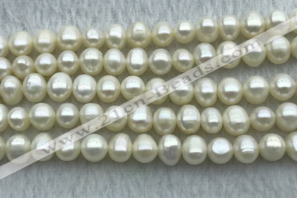 FWP59 15 inches 6mm - 7mm potato white freshwater pearl strands