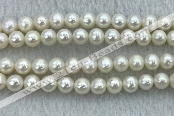 FWP77 15 inches 7mm - 8mm potato white freshwater pearl strands