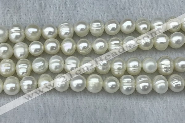 FWP84 15 inches 8mm - 9mm potato white freshwater pearl strands