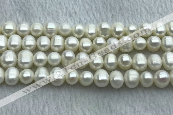 FWP85 15 inches 8mm - 9mm potato white freshwater pearl strands