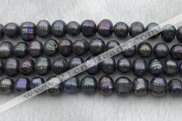 FWP92 15 inches 8mm - 9mm potato black freshwater pearl strands