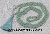 GMN1018 Hand-knotted 8mm, 10mm matte green aventurine 108 beads mala necklaces with tassel