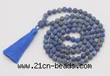 GMN1026 Hand-knotted 8mm, 10mm matte lapis lazuli 108 beads mala necklaces with tassel