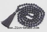 GMN1028 Hand-knotted 8mm, 10mm matte amethyst 108 beads mala necklaces with tassel