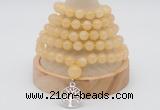 GMN1126 Hand-knotted 8mm, 10mm honey jade 108 beads mala necklaces with charm