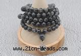 GMN1136 Hand-knotted 8mm, 10mm black labradorite 108 beads mala necklaces with charm
