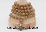GMN1157 Hand-knotted 8mm, 10mm wooden jasper 108 beads mala necklaces with charm