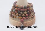 GMN1158 Hand-knotted 8mm, 10mm picasso jasper 108 beads mala necklaces with charm