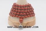 GMN1160 Hand-knotted 8mm, 10mm red jasper 108 beads mala necklaces with charm