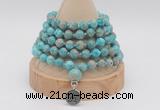 GMN1167 Hand-knotted 8mm, 10mm sea sediment jasper 108 beads mala necklaces with charm