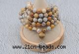 GMN1184 Hand-knotted 8mm, 10mm yellow crazy agate 108 beads mala necklaces with charm