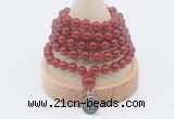 GMN1202 Hand-knotted 8mm, 10mm red agate 108 beads mala necklaces with charm