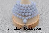 GMN1214 Hand-knotted 8mm, 10mm blue lace agate 108 beads mala necklaces with charm