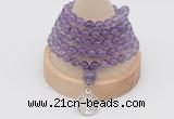 GMN1234 Hand-knotted 8mm, 10mm amethyst 108 beads mala necklaces with charm
