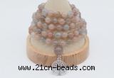 GMN1253 Hand-knotted 8mm, 10mm moonstone 108 beads mala necklaces with charm