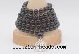 GMN1257 Hand-knotted 8mm, 10mm garnet 108 beads mala necklaces with charm