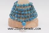 GMN1259 Hand-knotted 8mm, 10mm apatite 108 beads mala necklaces with charm