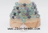 GMN1260 Hand-knotted 8mm, 10mm fluorite 108 beads mala necklaces with charm