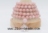GMN1261 Hand-knotted 8mm, 10mm China pink opal 108 beads mala necklaces with charm