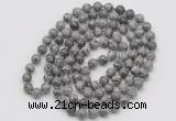 GMN128 Hand-knotted 6mm grey picture jasper 108 beads mala necklaces