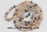 GMN134 Hand-knotted 6mm bamboo leaf agate 108 beads mala necklaces