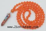 GMN1403 Hand-knotted 8mm candy jade 108 beads mala necklace with pendant