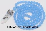 GMN1405 Hand-knotted 8mm candy jade 108 beads mala necklace with pendant