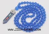 GMN1406 Hand-knotted 8mm candy jade 108 beads mala necklace with pendant