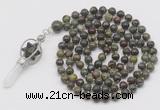 GMN1447 Hand-knotted 8mm, 10mm dragon blood jasper 108 beads mala necklace with pendant