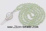 GMN1461 Hand-knotted 8mm, 10mm prehnite 108 beads mala necklace with pendant