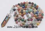 GMN1472 Hand-knotted 8mm, 10mm colorfull gemstone 108 beads mala necklace with pendant