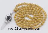 GMN1486 Hand-knotted 8mm, 10mm golden tiger eye 108 beads mala necklace with pendant