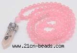 GMN1502 Hand-knotted 8mm candy jade 108 beads mala necklace with pendant