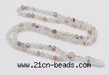 GMN1600 Hand-knotted 6mm montana agate 108 beads mala necklace with pendant