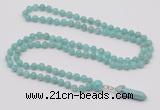 GMN1626 Hand-knotted 6mm amazonite 108 beads mala necklace with pendant