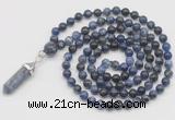 GMN1632 Hand-knotted 6mm sodalite 108 beads mala necklace with pendant