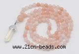 GMN1636 Hand-knotted 6mm pink aventurine 108 beads mala necklace with pendant