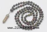 GMN1658 Hand-knotted 6mm dragon blood jasper 108 beads mala necklaces with pendant