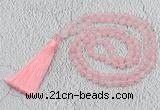 GMN214 Hand-knotted 6mm rose quartz 108 beads mala necklaces with tassel