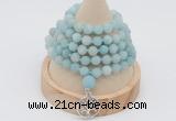 GMN2204 Hand-knotted 8mm, 10mm matte amazonite 108 beads mala necklace with charm