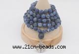 GMN2215 Hand-knotted 8mm, 10mm matte sodalite 108 beads mala necklace with charm