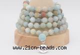 GMN2221 Hand-knotted 8mm, 10mm matte amazonite 108 beads mala necklace with charm