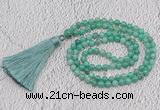 GMN227 Hand-knotted 6mm peafowl agate 108 beads mala necklaces with tassel