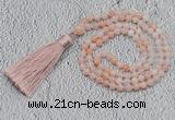 GMN235 Hand-knotted 6mm pink aventurine 108 beads mala necklaces with tassel