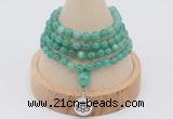 GMN2404 Hand-knotted 6mm peafowl agate 108 beads mala necklace with charm
