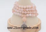 GMN2421 Hand-knotted 6mm pink aventurine 108 beads mala necklace with charm