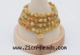 GMN2423 Hand-knotted 6mm golden tiger eye 108 beads mala necklace with charm