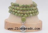 GMN2471 Hand-knotted 6mm China jade 108 beads mala necklaces with charm