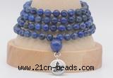 GMN2476 Hand-knotted 6mm lapis lazuli 108 beads mala necklaces with charm